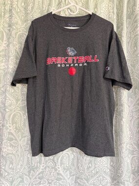 Champion Gonzaga Basketball Short Sleeve Tee - Charcoal with Red Logo